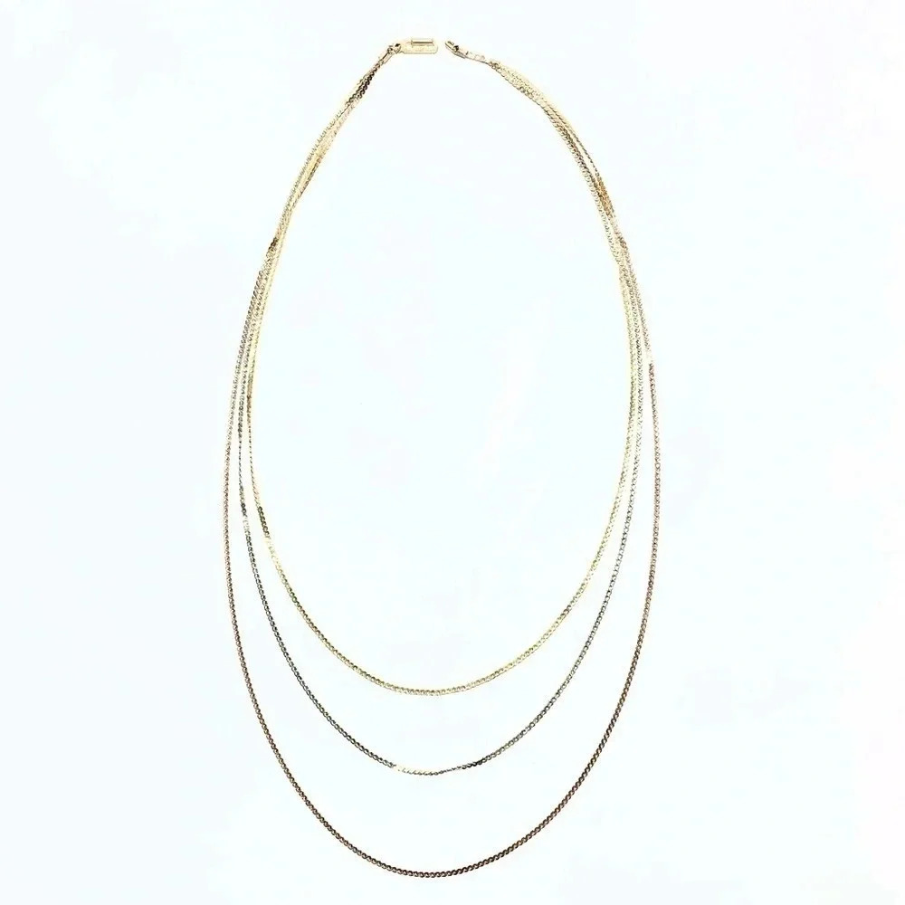 Ellman’s Vintage White, Yellow & Rose 3 Strand 14k Gold Necklace - Picture 3 of 7
